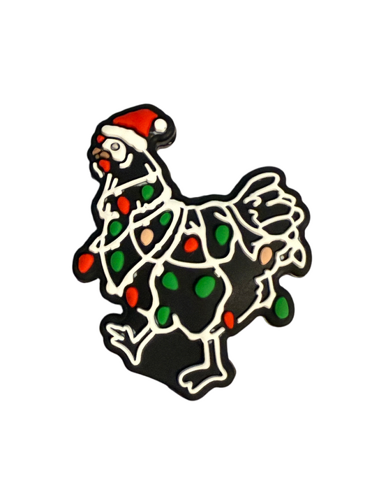 F/CHR16 (1)PC 1.1" Chicken W/Santa Hat/Christmas Lights Focal Bead for DIY Keychains, Wristlets, Cup Charms, Car Charms ETC