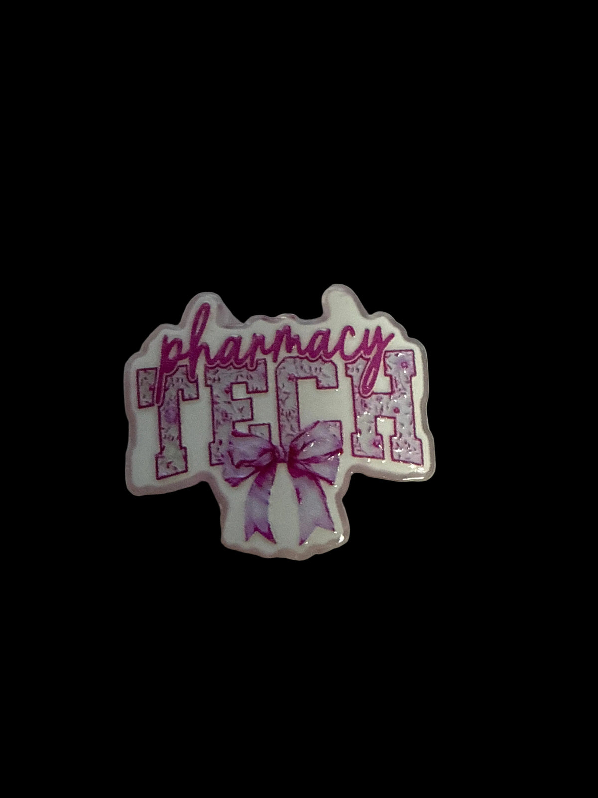 F/ACR70- (2)PCS 1" Pharmacy TECH W/Pink Bow Acrylic Focal Bead for DIY Pens, Keychains, Wristlets, Cup Charms, Car Charms ETC