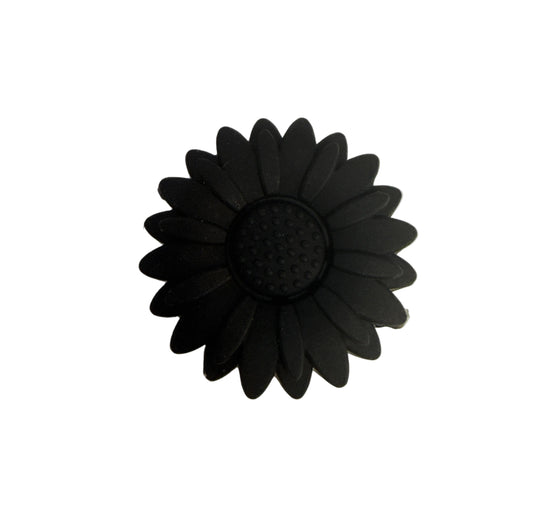 F48- (1)PC- 29mmLarge Size BLACK Daisy Flower Focal Bead