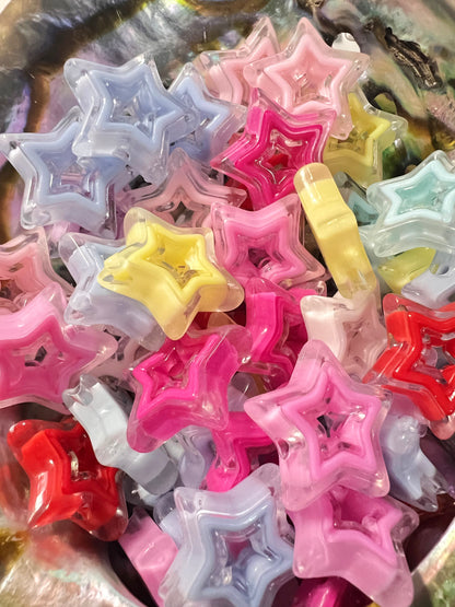 10 PCS- 22mm 3D Star Multicolor Double Layer Translucent Matte Acrylic Beads image 3