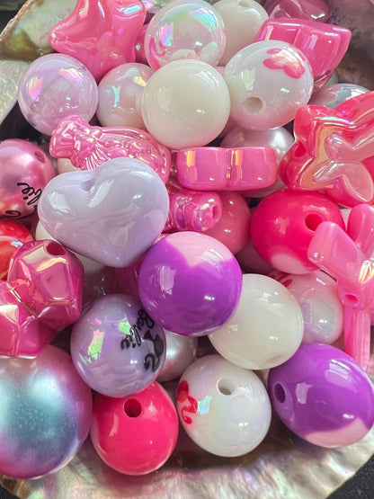 100GM mixed colors/sizes/hearts/bows/balloon DOLL UVAB Acrylic Beads image 0