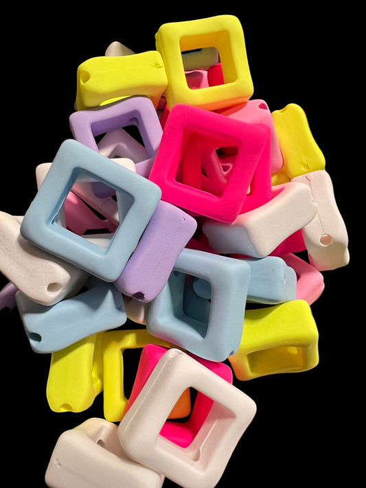 10 PCS- 18mm 3D BRIGHT NEON Colors Diamond Shape Frame silicone touch Beads image 0