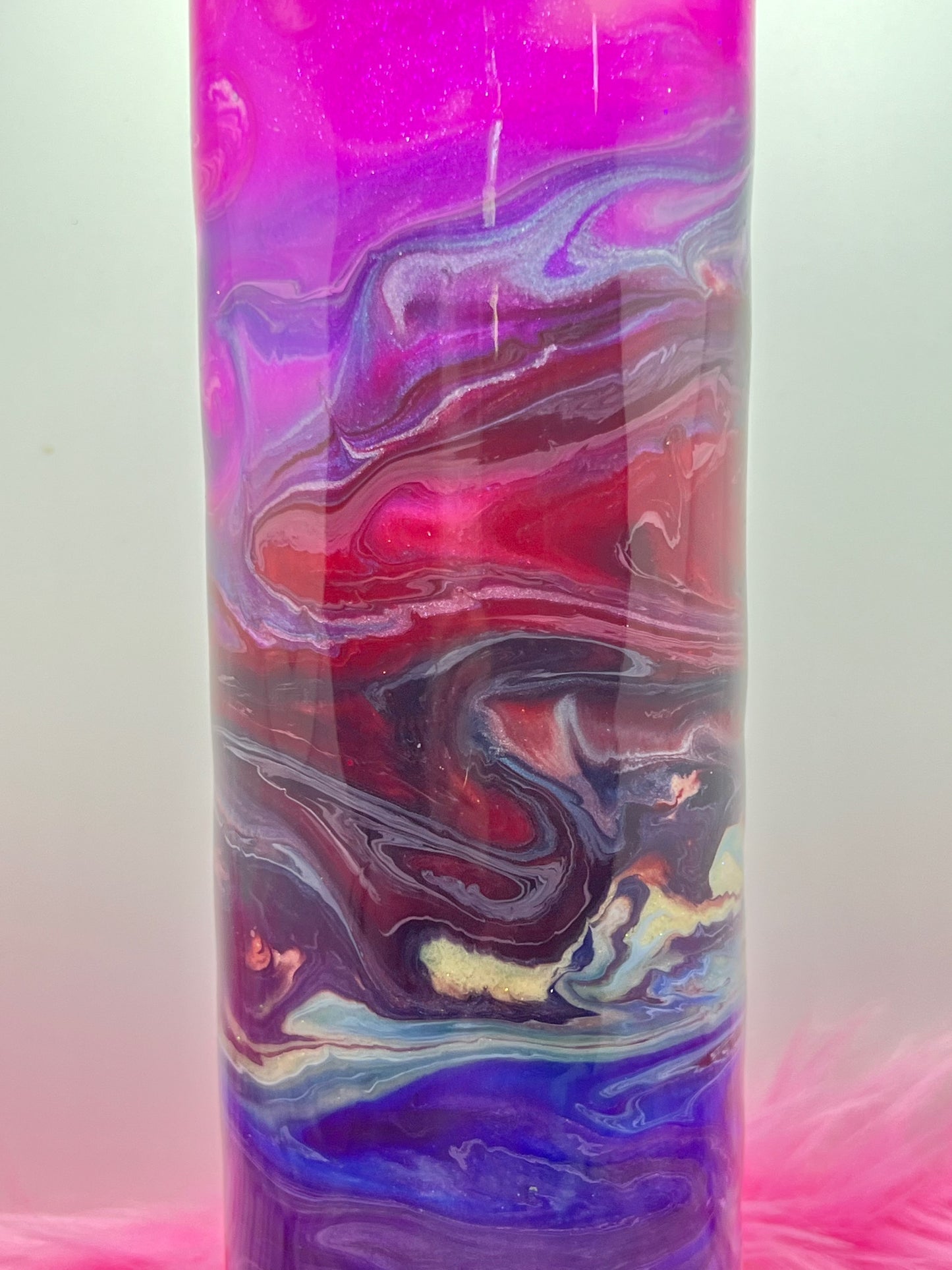 (1)- RTS 30oz Straight Pink/purple/red/blue MILKY WAY ink/glitter Epoxy Tumbler image 1