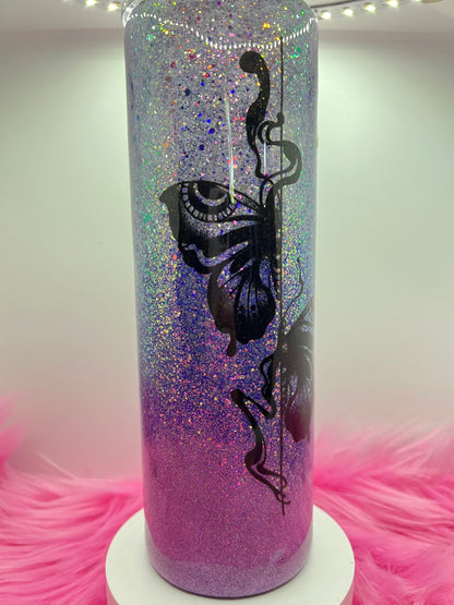 (1)- RTS 30oz Straight BUTTERFLY purple/pink/silver glitter Epoxy Tumbler image 2
