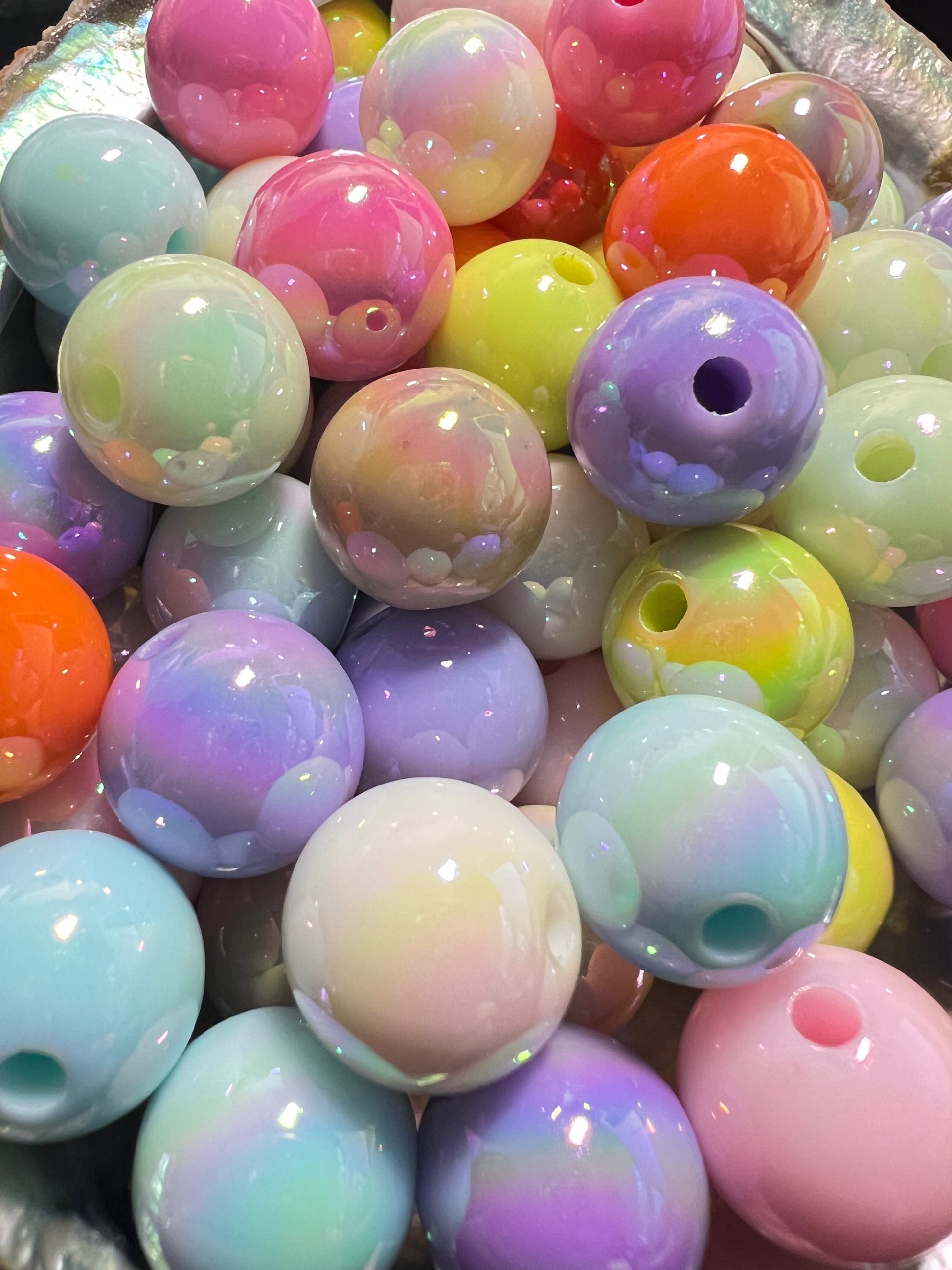 10 PCS-16mm Multicolor Pastel AURA UVAB Iridescent Rainbow Acrylic Beads image 2