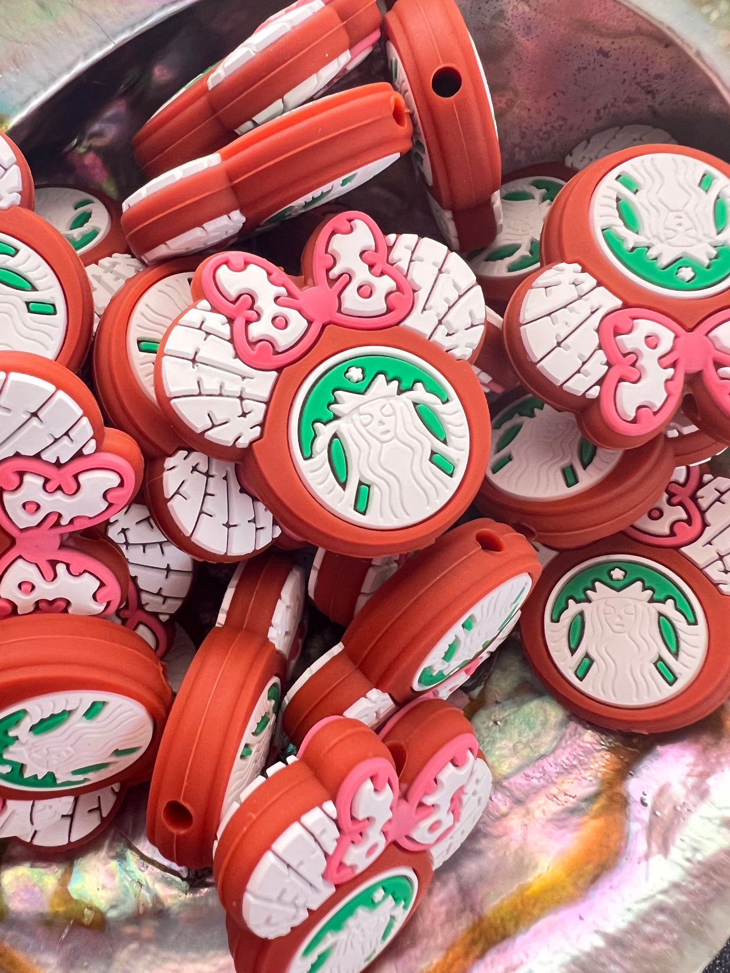 (1)PC- Red Mouse Head with Bow-Starbies- Focal Bead image 0