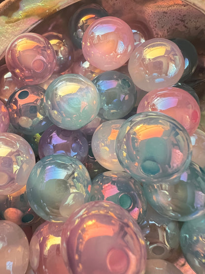 10 PCS- 15mm Multicolored Pastel CAT EYE UVAB Rainbow Round Acrylic Beads image 3