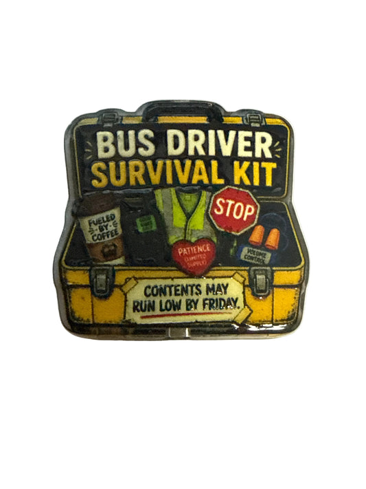 F/ACR72- (2)PCS 1" Bus Driver Survival Kit Acrylic Focal Bead for DIY Pens, Keychains, Wristlets, Cup Charms, Car Charms ETC