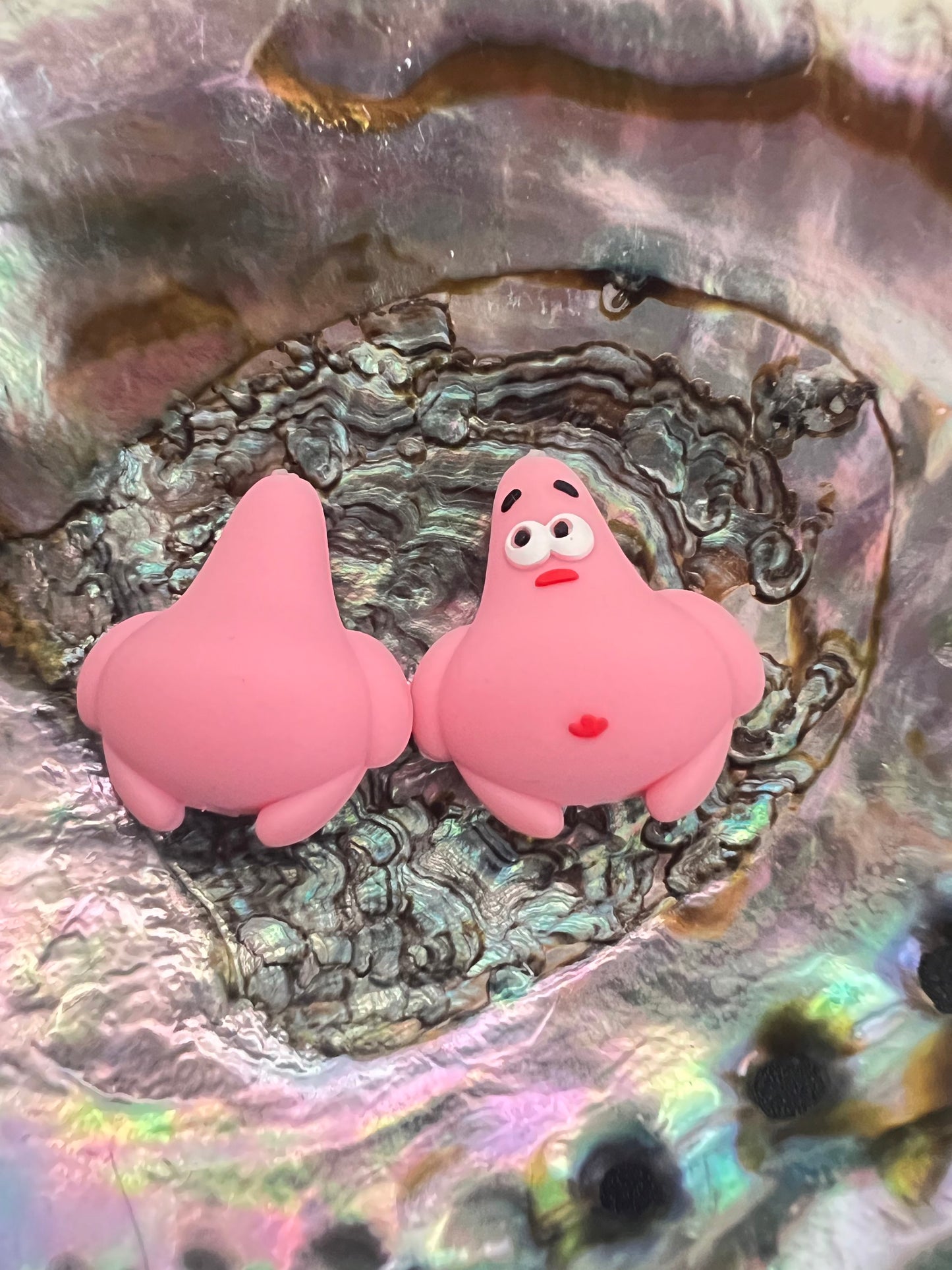 (1)PC- 3D CUTE Standing Pink Pat-rick STAR Silicone Focal Bead image 0