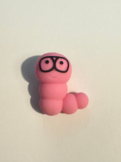 F/A46- (1)PC Choose your color- 1.2" 3D Bookworm/Caterpillar Focal Bead for DIY Keychains, Wristlets, Cup Charms, Car Charms ETC