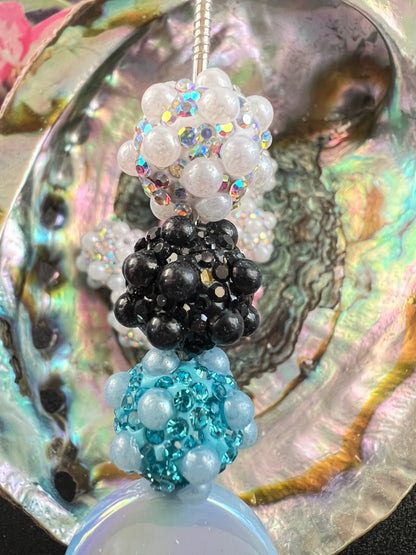 5 PCS - 16mm Beautiful Fancy Round Multicolor Rhinestone/Pearl Acrylic Beads image 4