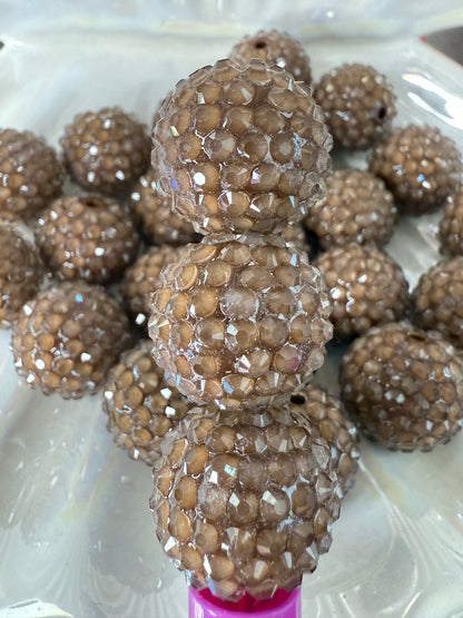 R32-BROWN (5PCS) 20mm Clear Jelly Bubblegum Acrylic Rhinestone Beads for DIY