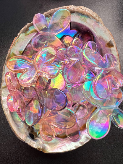 5 PCS- 33mm 3D Flat Butterfly UVAB Multicolored Iridescent Beads image 0