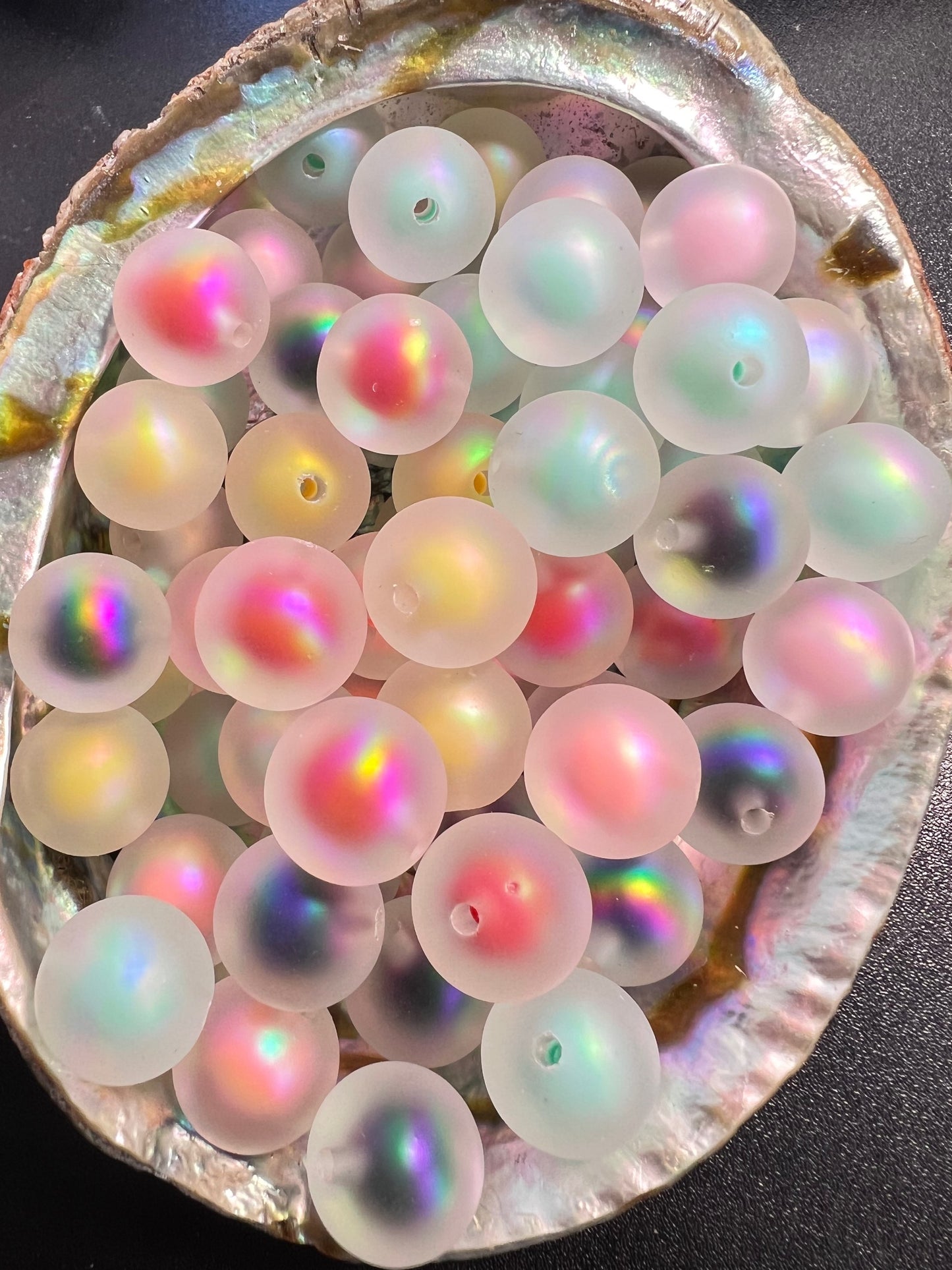 10 PCS- 15mm Matte Double Layer Aura Mix Colors UVAB Opaque Acrylic Beads image 0