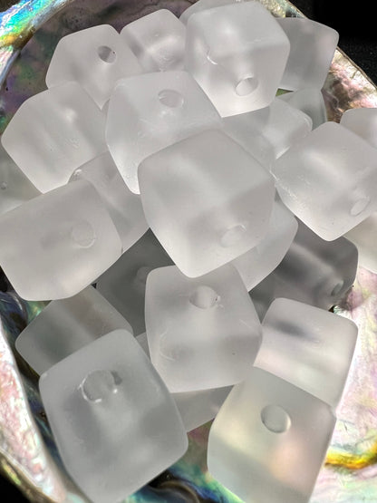 10 PCS- 14mm Silicone Touch Transparent Clear Color Cube/Square Beads image 1
