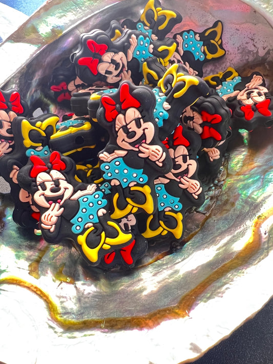 (1)PC- Cute Baby Girl Mouse -Minnie- LV PJ'S Focal Bead image 0