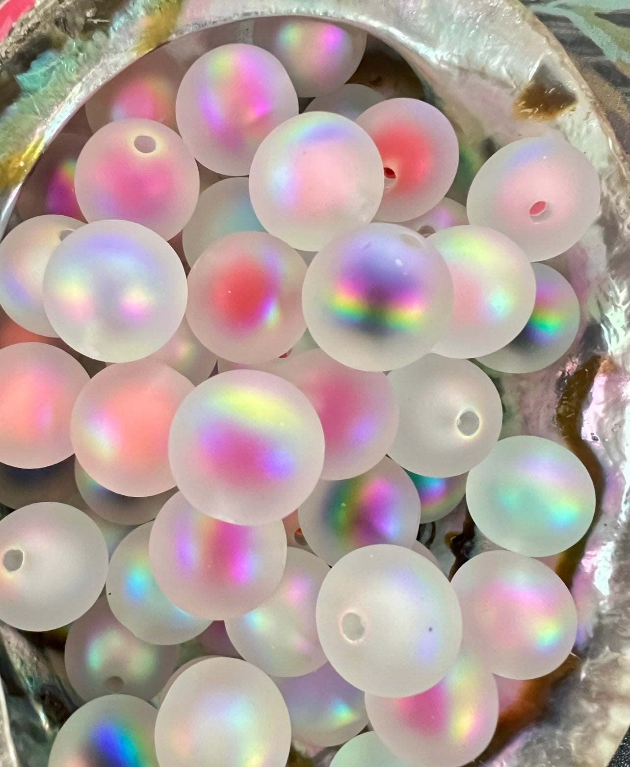 10 PCS- 15mm Matte Double Layer Aura Mix Colors UVAB Opaque Acrylic Beads image 3