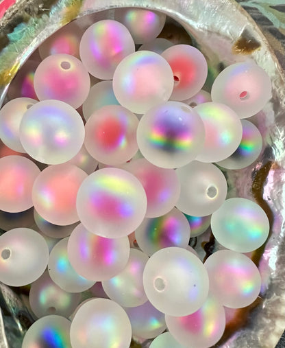 10 PCS- 15mm Matte Double Layer Aura Mix Colors UVAB Opaque Acrylic Beads image 3