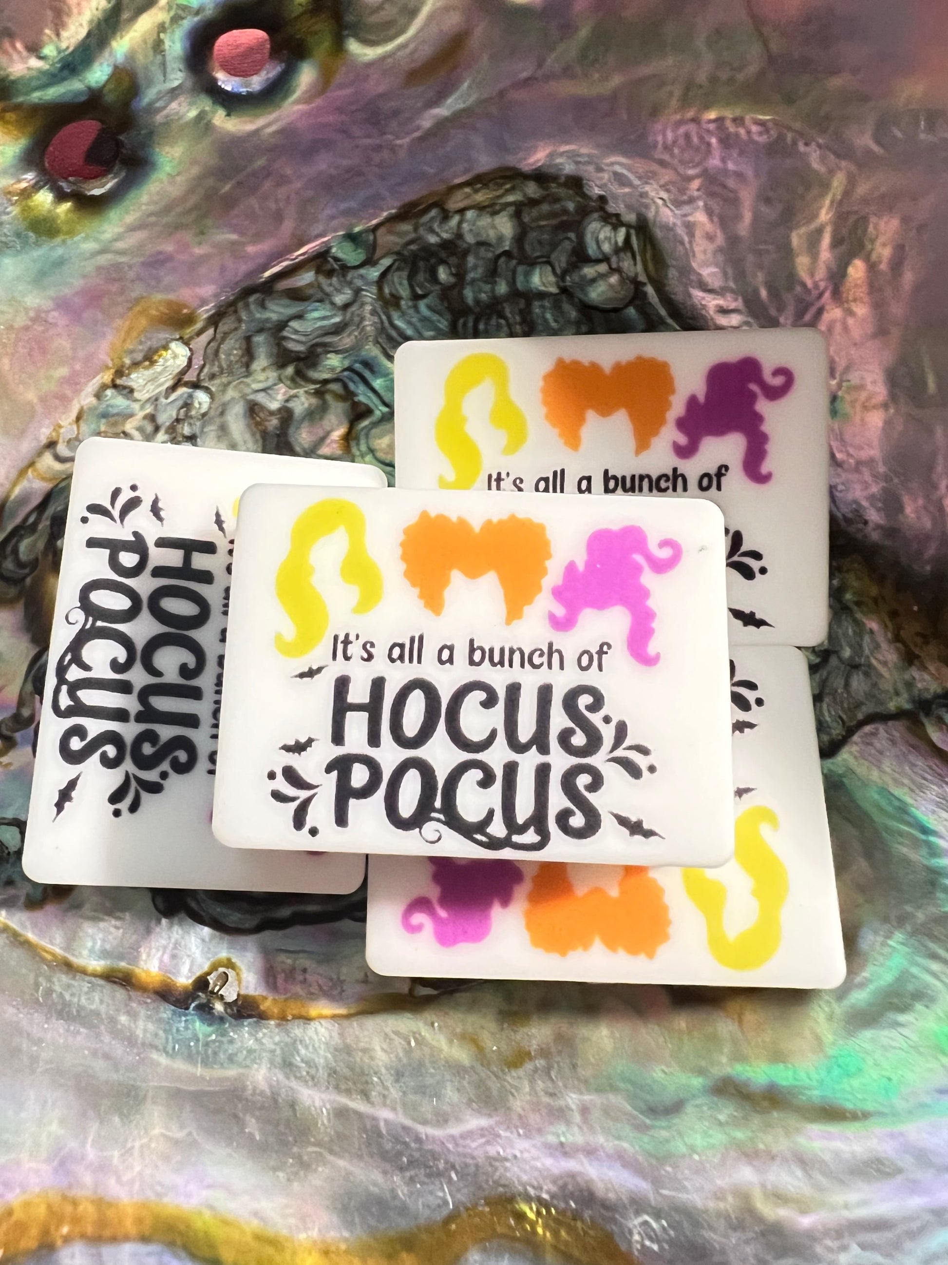 (1)PC- Rectangle Shaped- It's all a bunch of Hocus Pocus/Witch Focal Bead image 0
