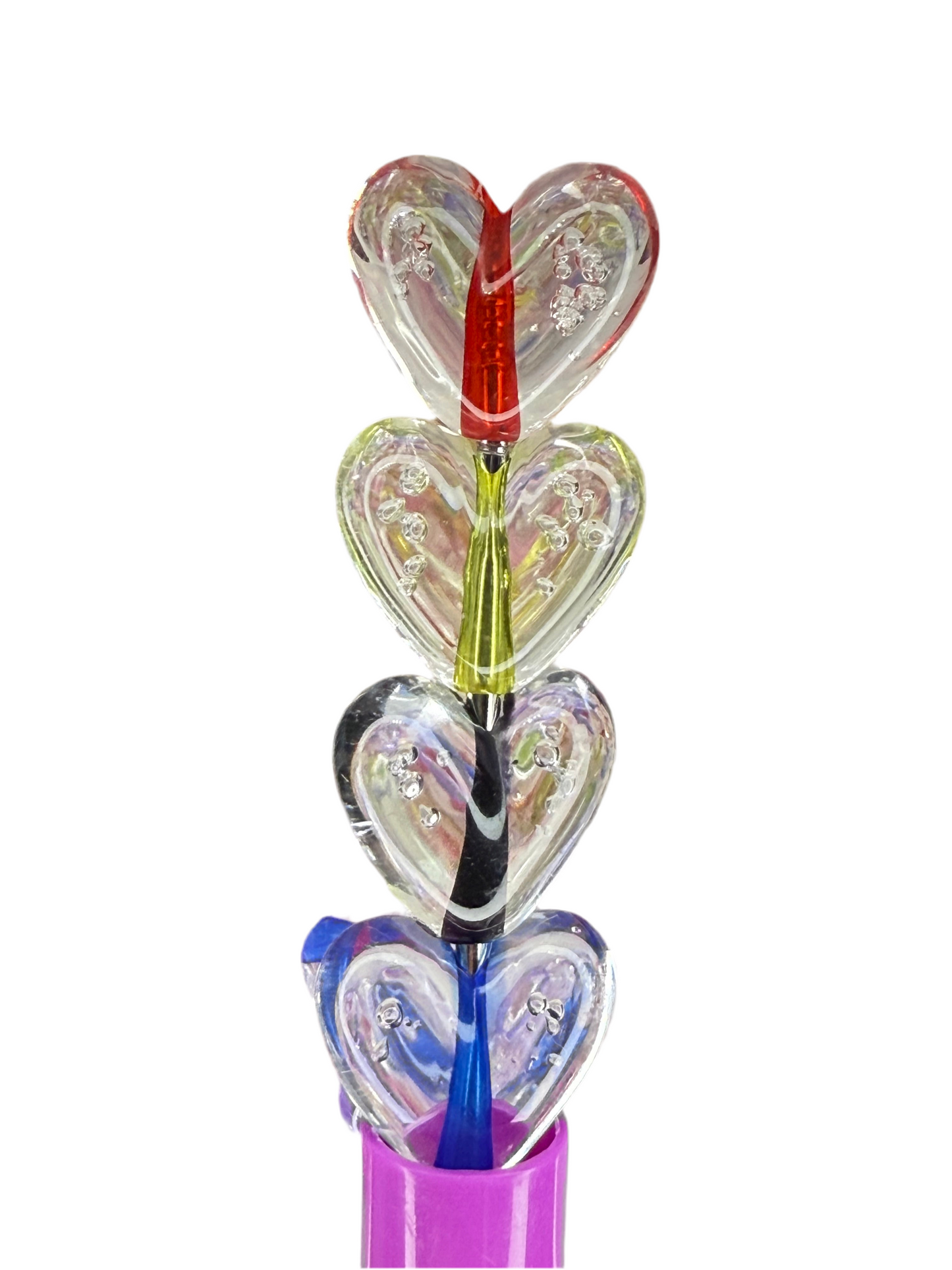 S4- (20PCS) 17mm 3D Hearts Mixed Color Centers W/Bubbles Beads DIY