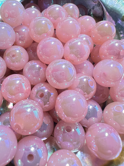10 PCS- 13mm Light Pink UVAB Iridescent Rainbow Acrylic Beads image 1