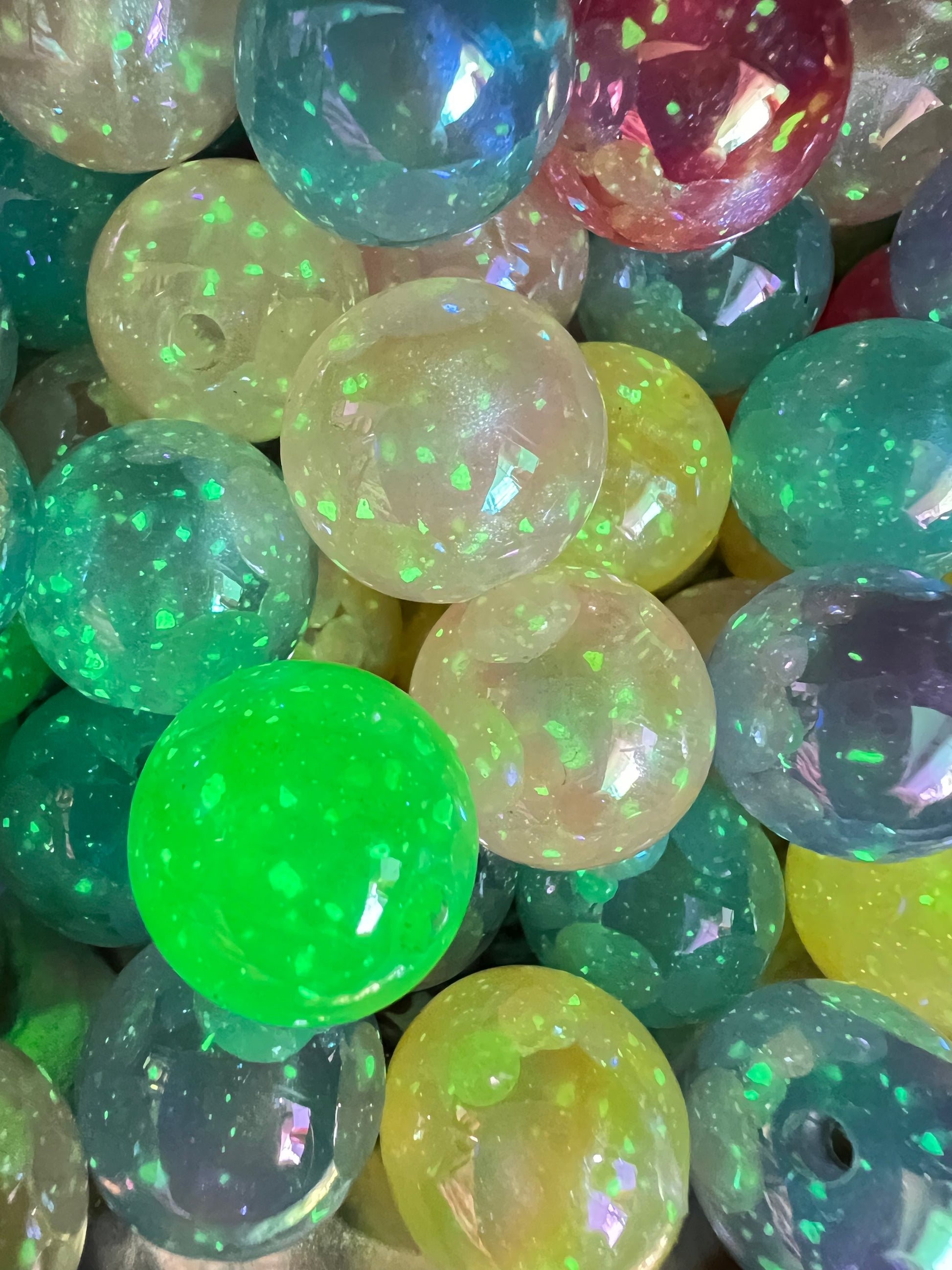 10 PCS -16mm STUNNING GLOW Pastel Light Colors Galaxy UVAB Rainbow Shimmer Beads image 1