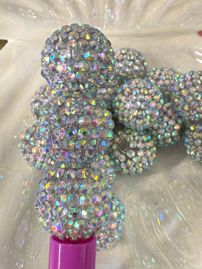 R31- (5PCS) 20mm Clear Silver AB Color Bubblegum Acrylic Rhinestone Beads for DIY