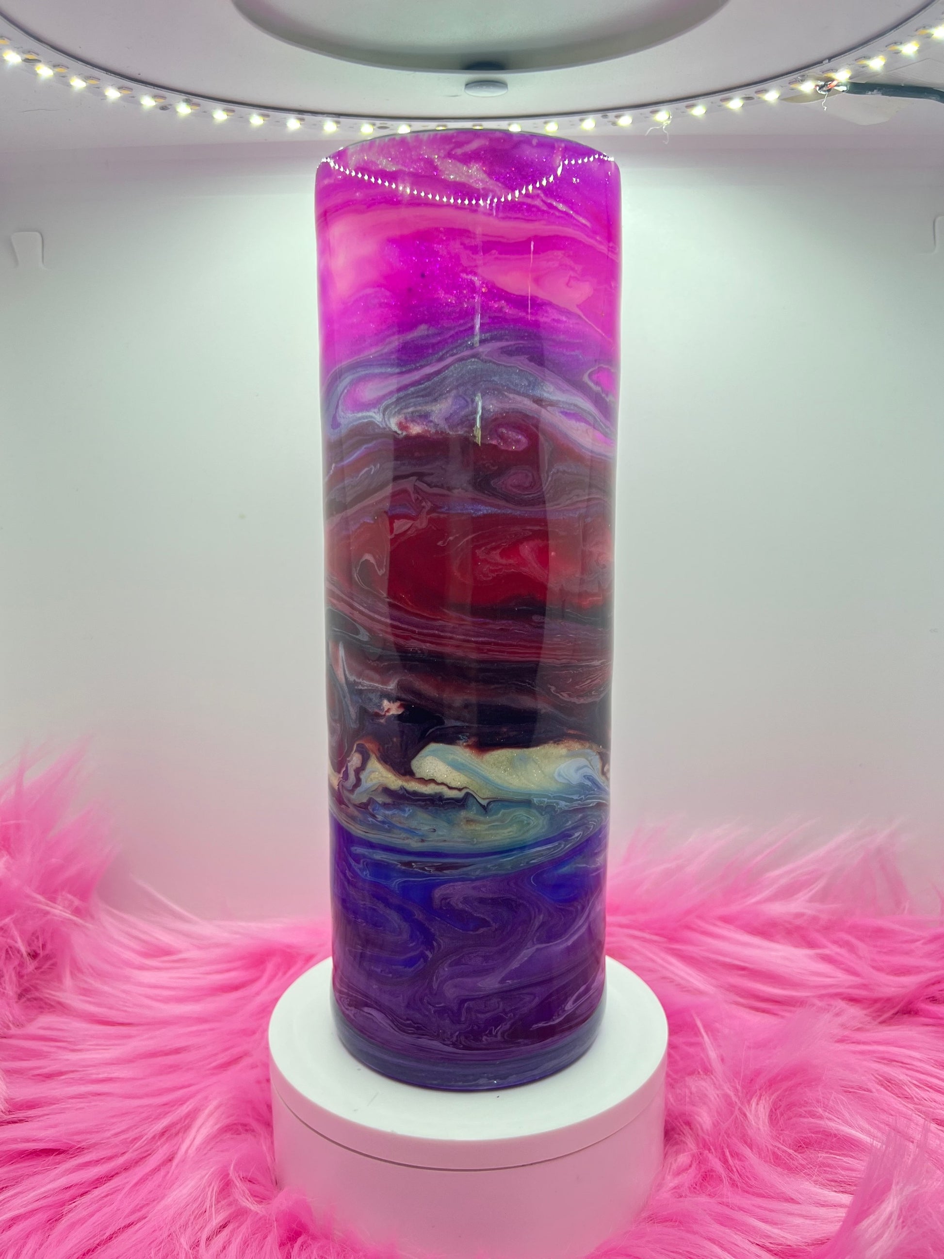 (1)- RTS 30oz Straight Pink/purple/red/blue MILKY WAY ink/glitter Epoxy Tumbler image 0