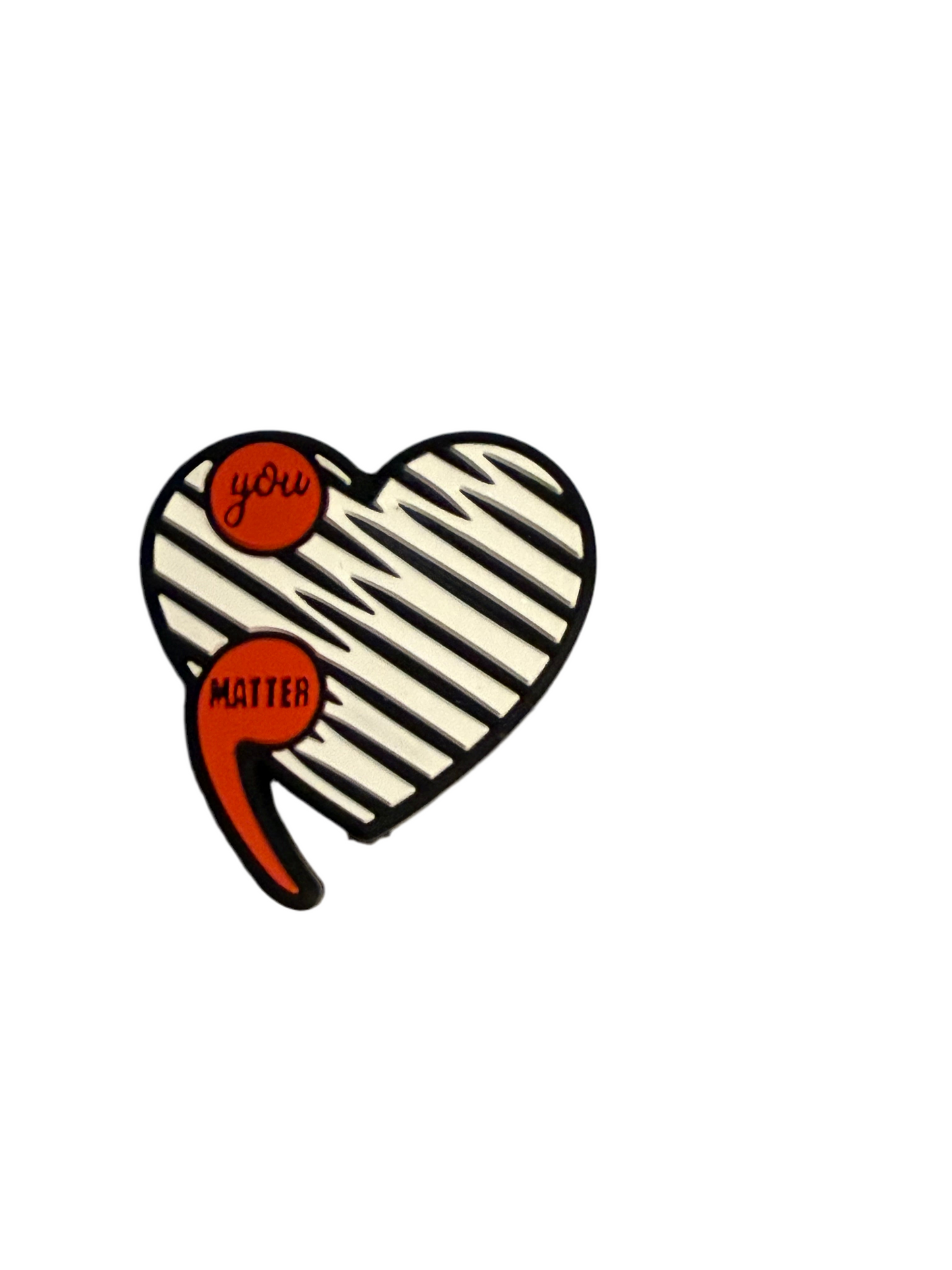 F/Q29- (1)PC 1.1" Striped Heart W/SemiColon You Matter Focal Bead for DIY Keychains, Wristlets, Cup Charms, Car Charms ETC
