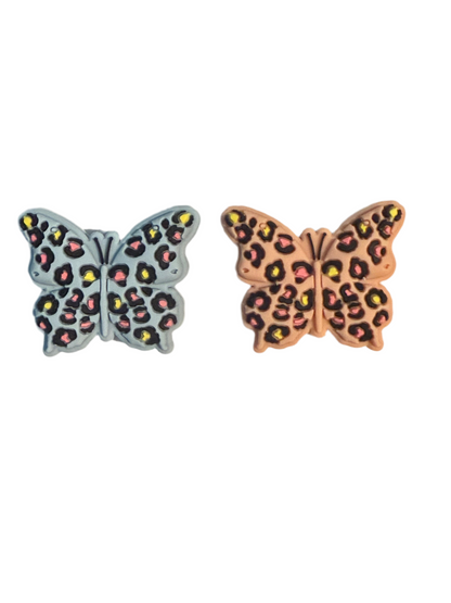 F/A31- (1)PC 1.2" Choose your color- Leopard Print Butterfly Focal Bead for DIY Keychains, Wristlets, Cup Charms, Car Charms ETC