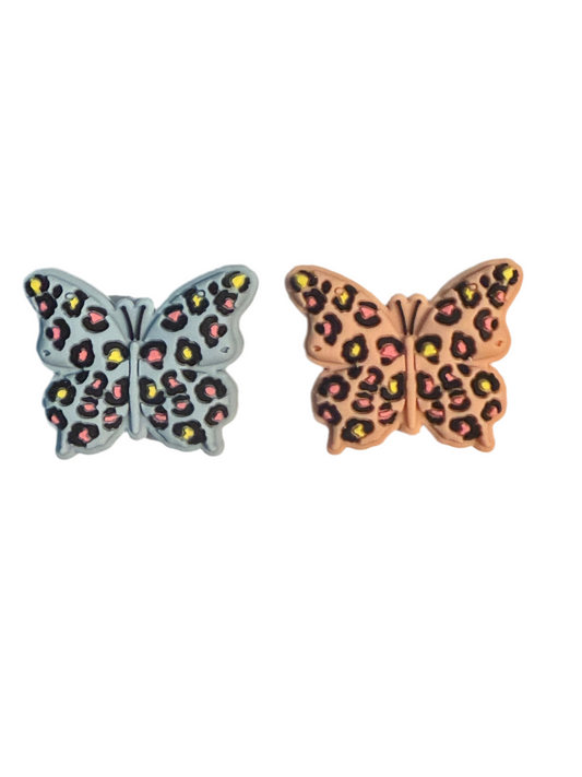 F/A31- (1)PC 1.2" Choose your color- Leopard Print Butterfly Focal Bead for DIY Keychains, Wristlets, Cup Charms, Car Charms ETC
