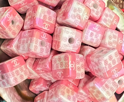 5PCS Choose Your Design, LoVe, C/C, DI OR, Colors, Cube/Square UVAB Coated Beads image 2