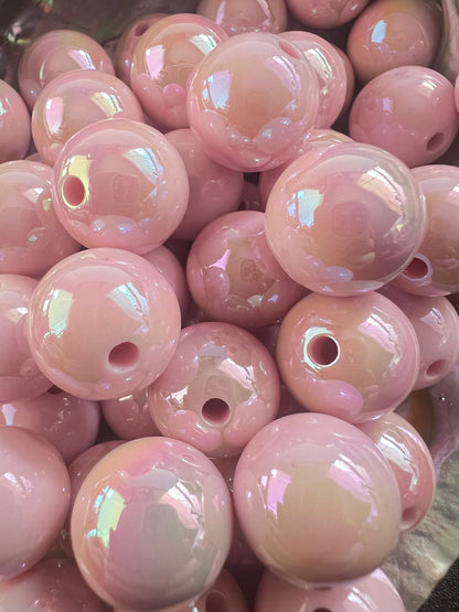 10 PCS - 15mm BALLET PINK UVAB Rainbow Round Acrylic Beads image 0