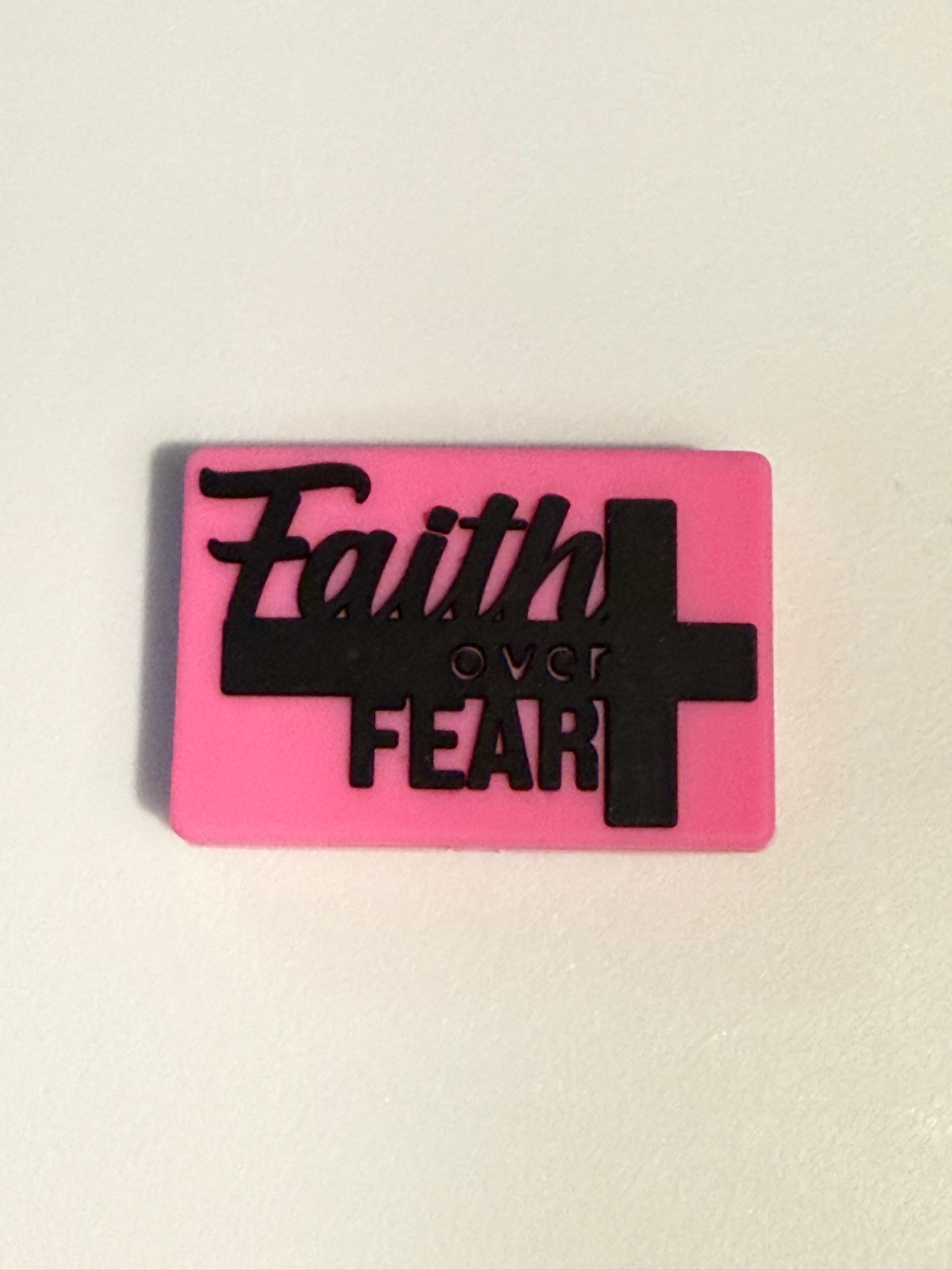 F/R10- (1)PC 1.2" Choose your color- Faith over Fear W/Cross Focal Bead for DIY Keychains, Wristlets, Cup Charms, Car Charms ETC