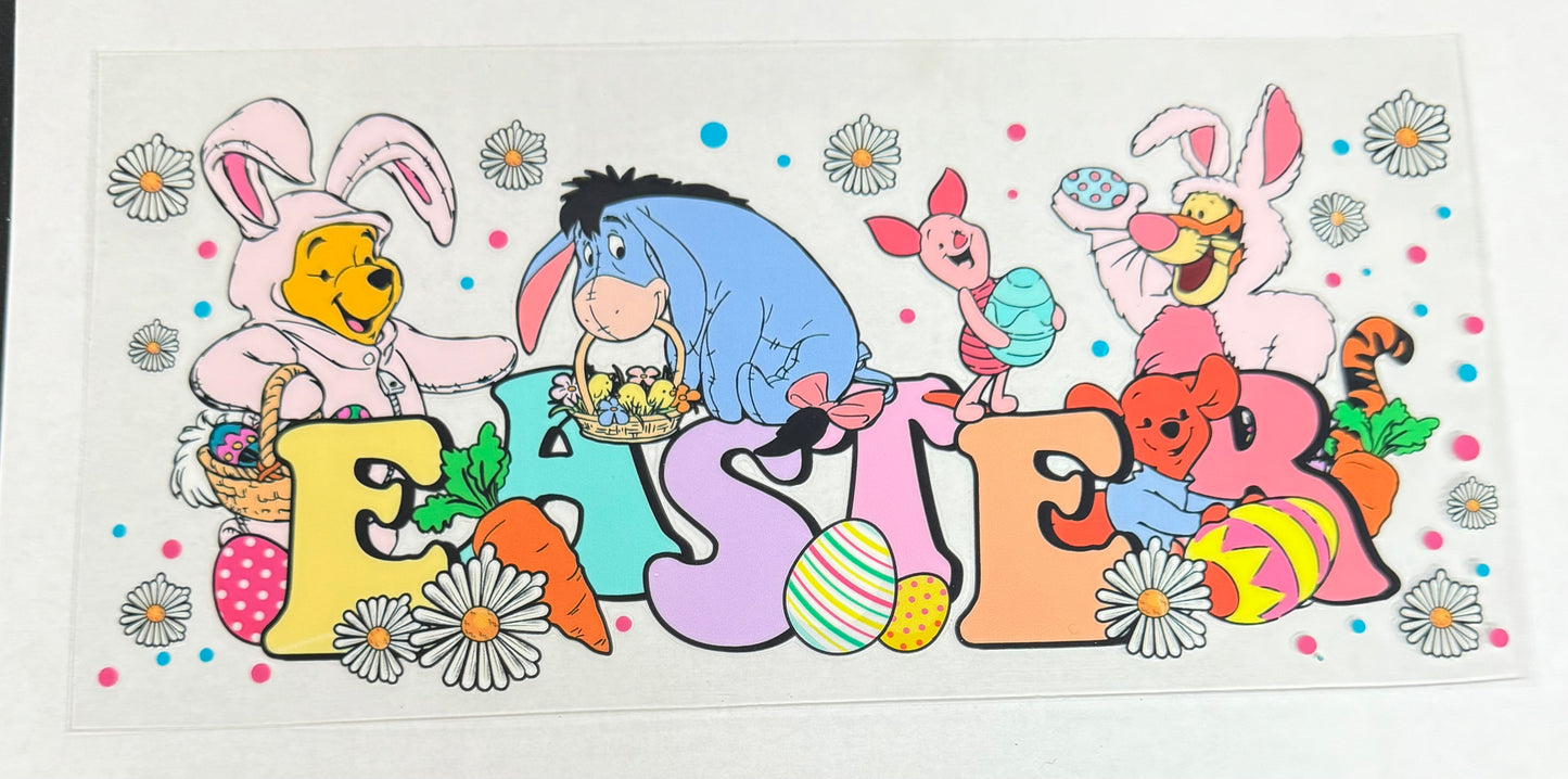 C606- (1PC) POOH BEAR EASTER 16OZ UV DTF Transfer Wrap/Sticker for Cup/Tumbler