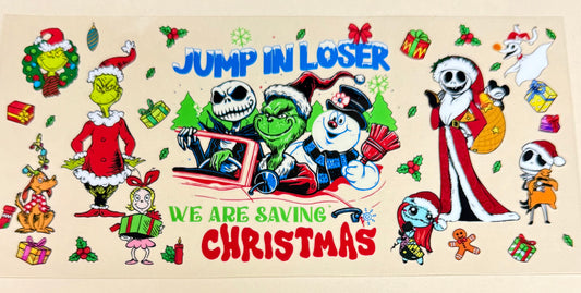 C479- (1PC) GRINCH SHOPPING 16OZ UV DTF Transfer Wrap/Sticker for Cup/Tumbler
