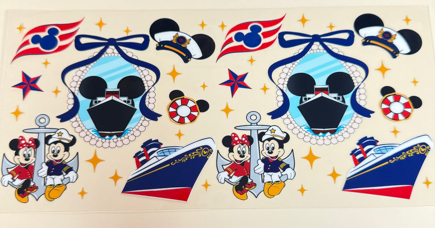 C386- (1PC) MICKEY/MINNIE CRUISE 16OZ UV DTF Transfer Wrap/Sticker for Cup/Tumbler