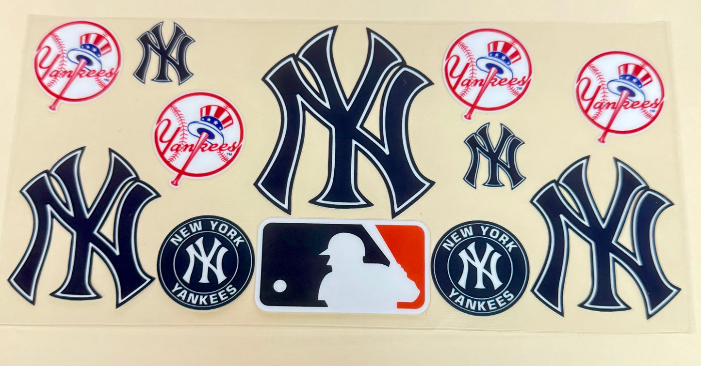 C332- (1PC) NY YANKEES 16OZ UV DTF Transfer Wrap/Sticker for Cup/Tumbler