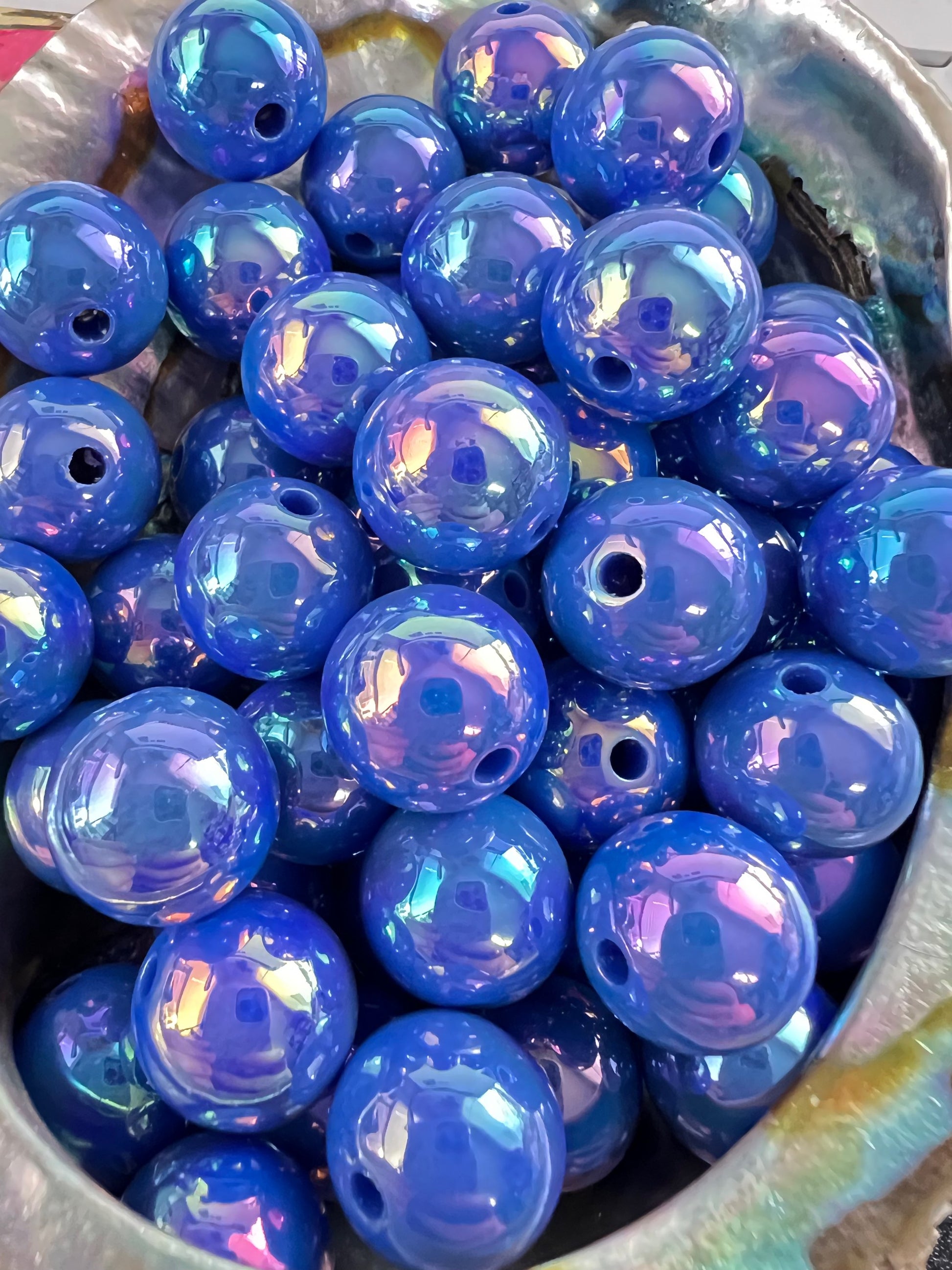 10 PCS - 15mm Periwinkle Blue UVAB Colors Mix Round Acrylic Beads image 0