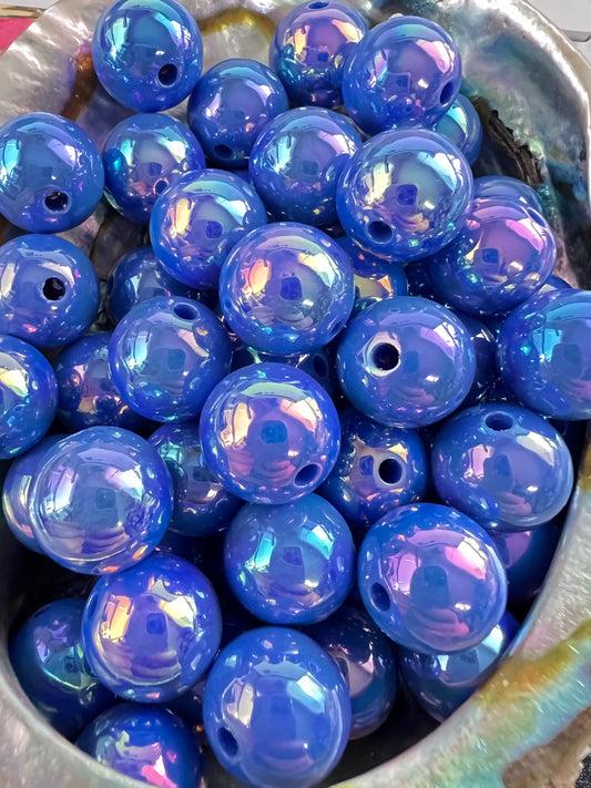 10 PCS - 15mm Periwinkle Blue UVAB Colors Mix Round Acrylic Beads image 0
