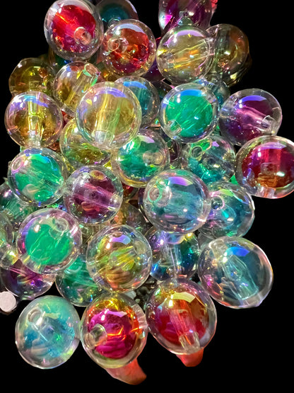 10 PCS - 15mm Jelly Rainbow Double Layer Mix ABUV Round Opaque Acrylic image 0