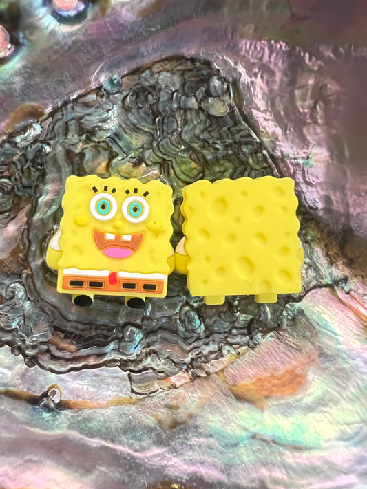 (1)PC- 3D CUTE Standing Yellow Sponge B-o-b Silicone Focal Bead image 0