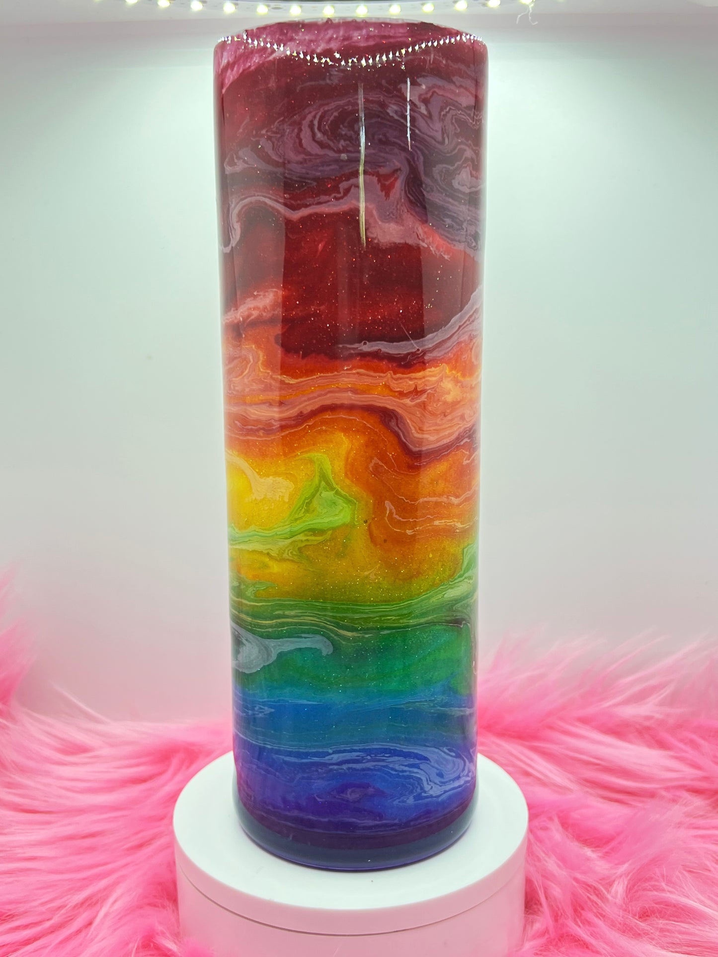 (1)- RTS 30oz Straight RAINBOW ink/glitter Epoxy Tumbler image 0