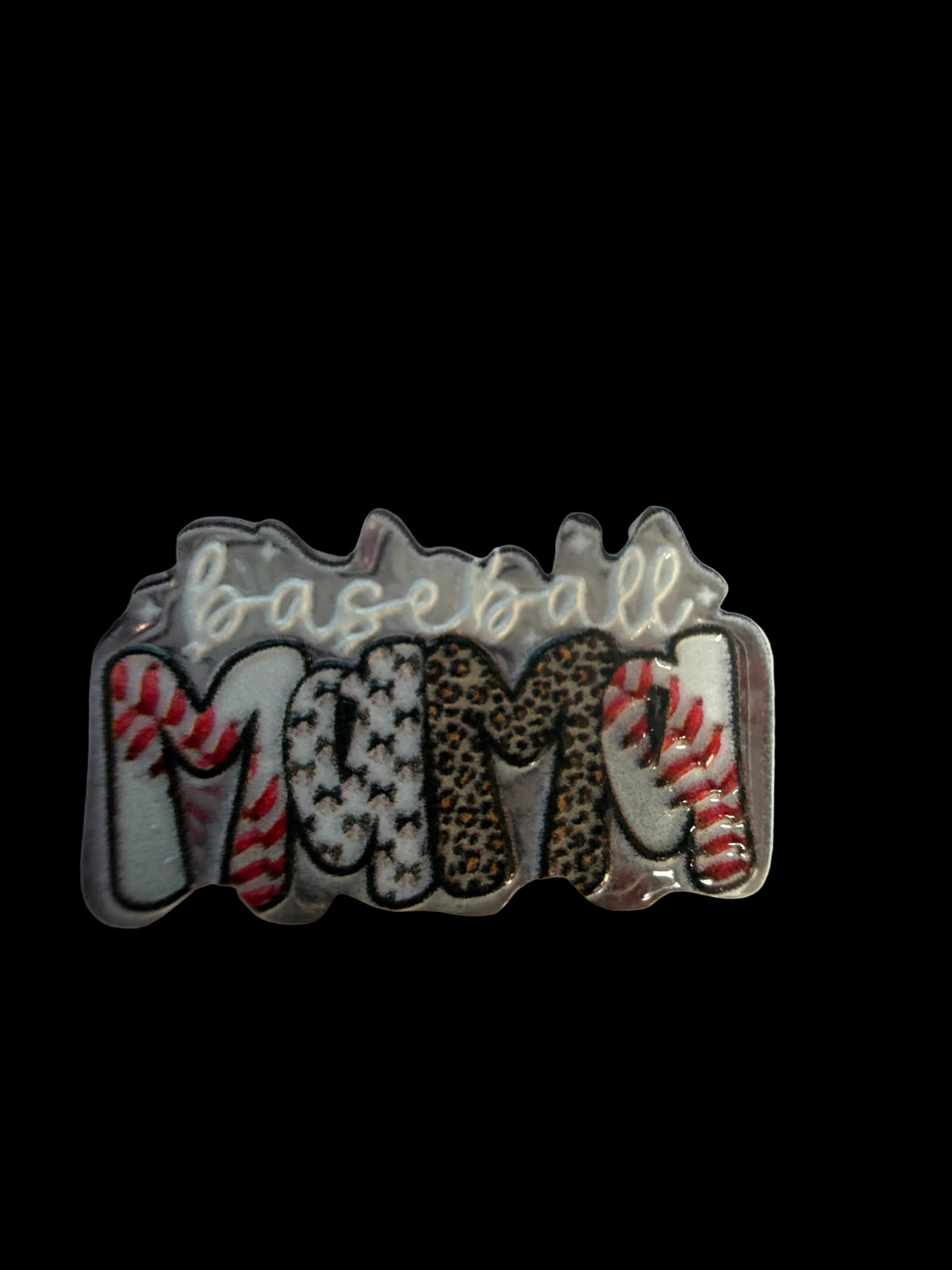 F/ACR59- (2)PCS 1" Baseball MAMA Acrylic Focal Bead for DIY Pens, Keychains, Wristlets, Cup Charms, Car Charms ETC