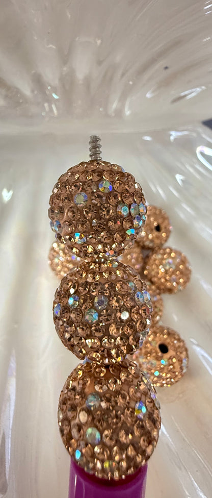 R12- (10PCS) 16mm Champagne AB Pave-rhinestones with Polymer Clay Core Beads for DIY