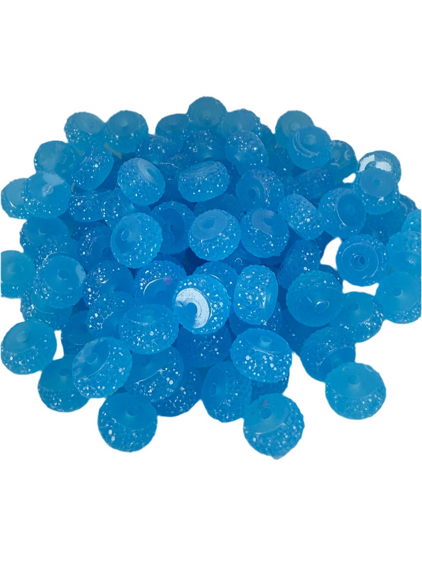 R57- (10PCS) 12mm NEON BLUE Round Rondelle Style Spacer Plastic/Acrylic Beads for DIY