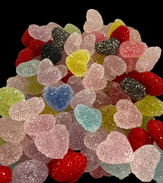 SUG8- (5PCS) 20mm Sugar Coated Mixed Color Heart Beads for DIY