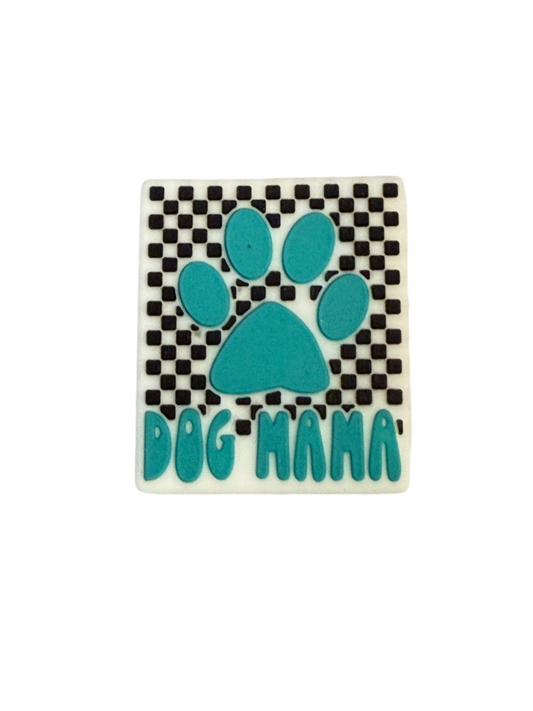 F/M27- (1)PC 1.2" DOG MAMA W/Checkered pattern/Dog paw Focal Bead for DIY Keychains, Wristlets, Cup Charms, Car Charms ETC