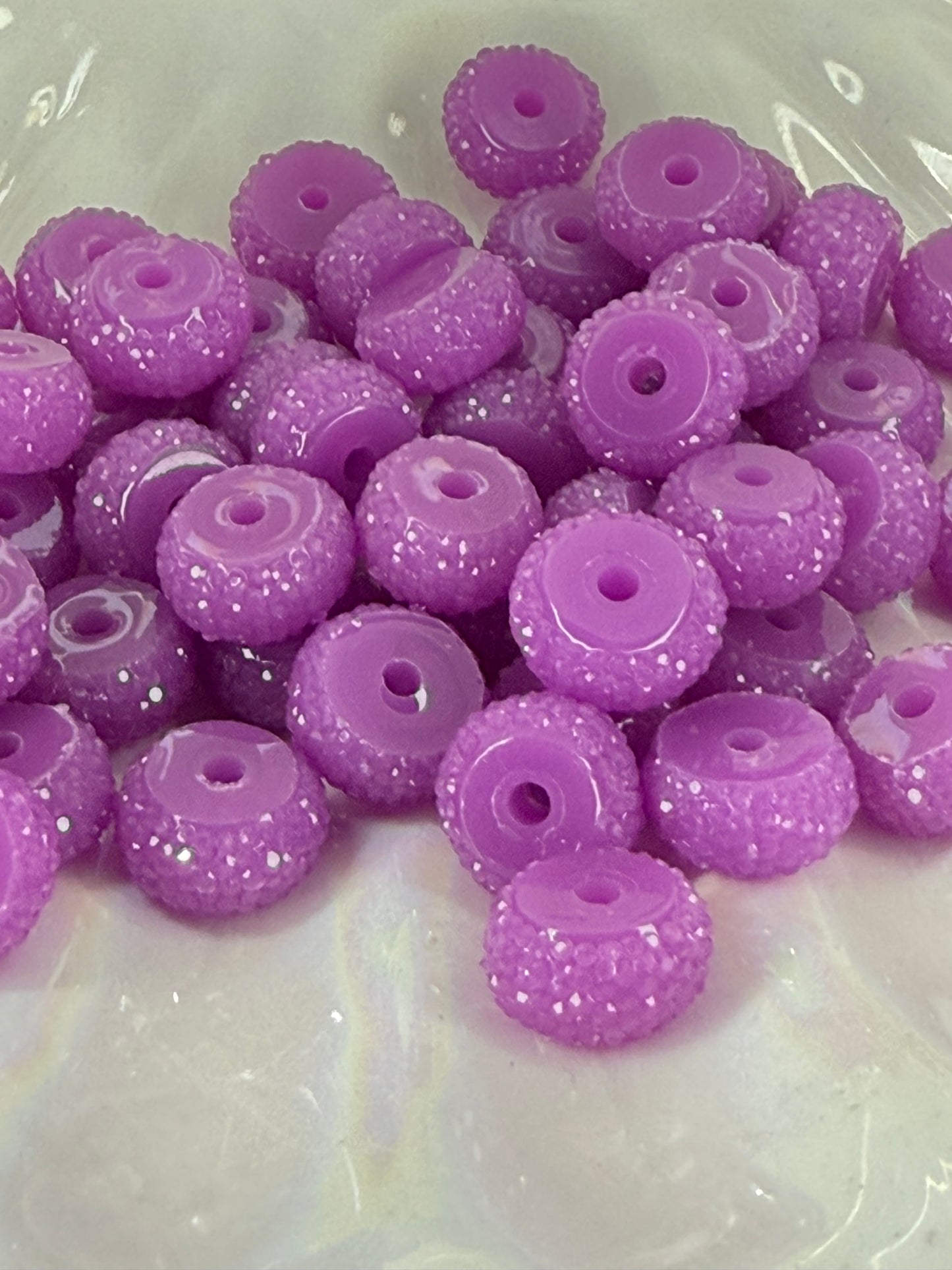 R61- (10PCS) 12mm LILAC Round Rondelle Style Spacer Plastic/Acrylic Beads for DIY