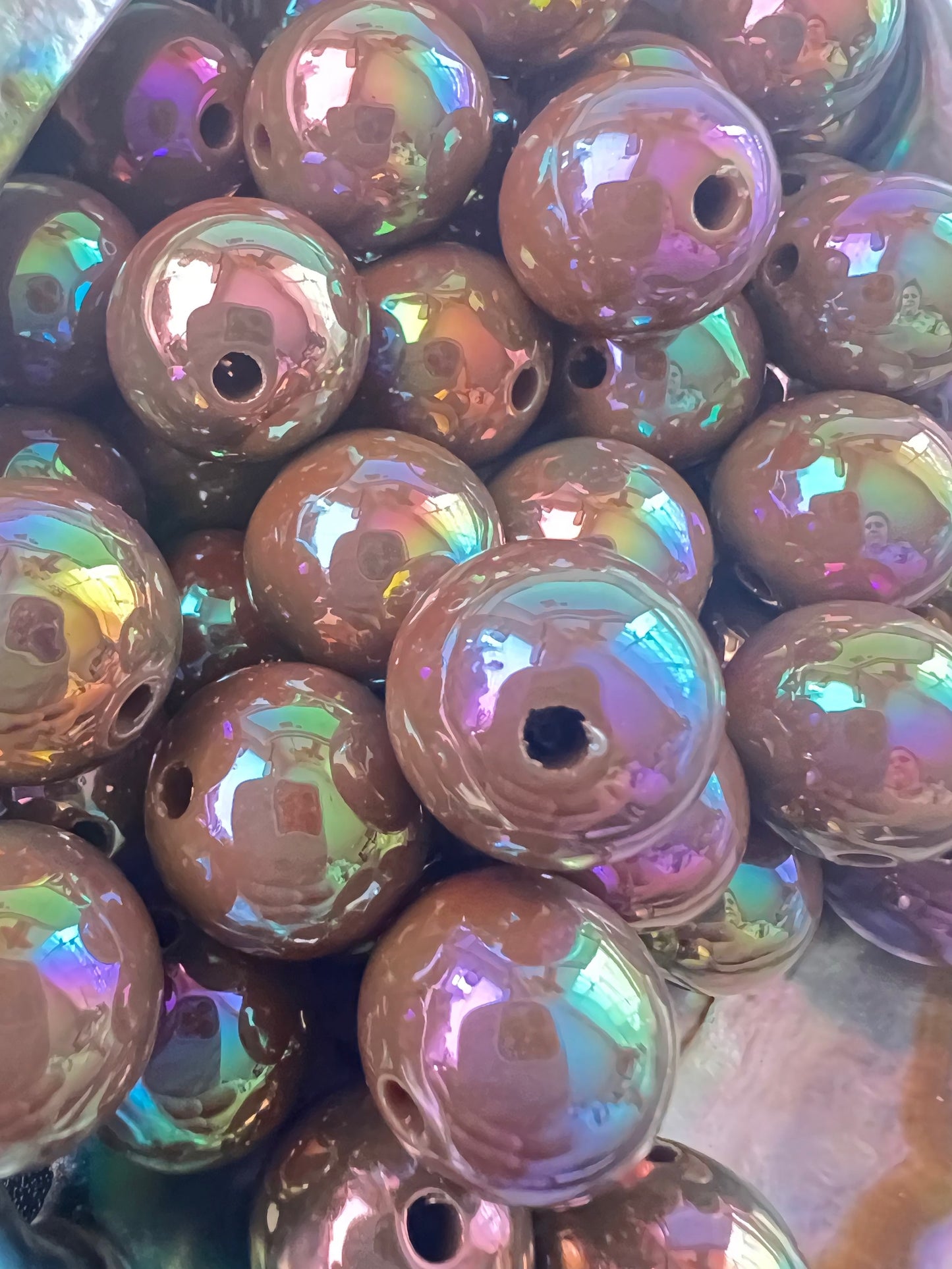 10 PCS- 15mm UVAB Brown/Coffee Round Acrylic Beads image 1